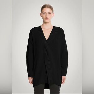 Wolford Braid Knit Merino Wool Top Black Size S NWT